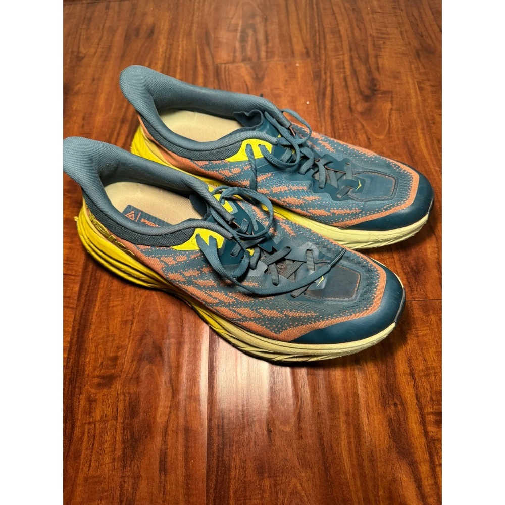 Hoka Speedgoat 5 Cushioned Trail Running Shoes Sneakers Blue Neon Size 11.5D Men
